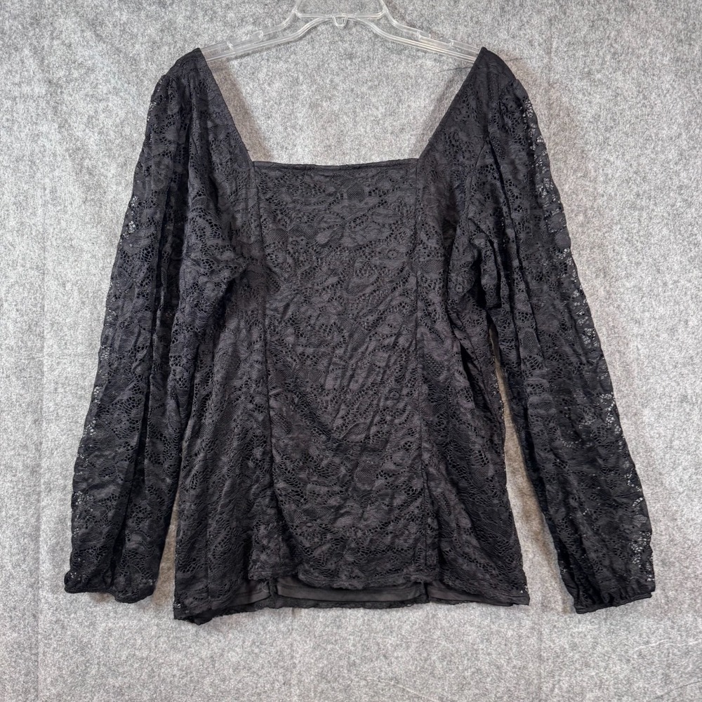 Torrid Lace Sweetheart Top Square Neck Black Plus Size 3X Long Sleeve Whimsigoth - Picture 4 of 11